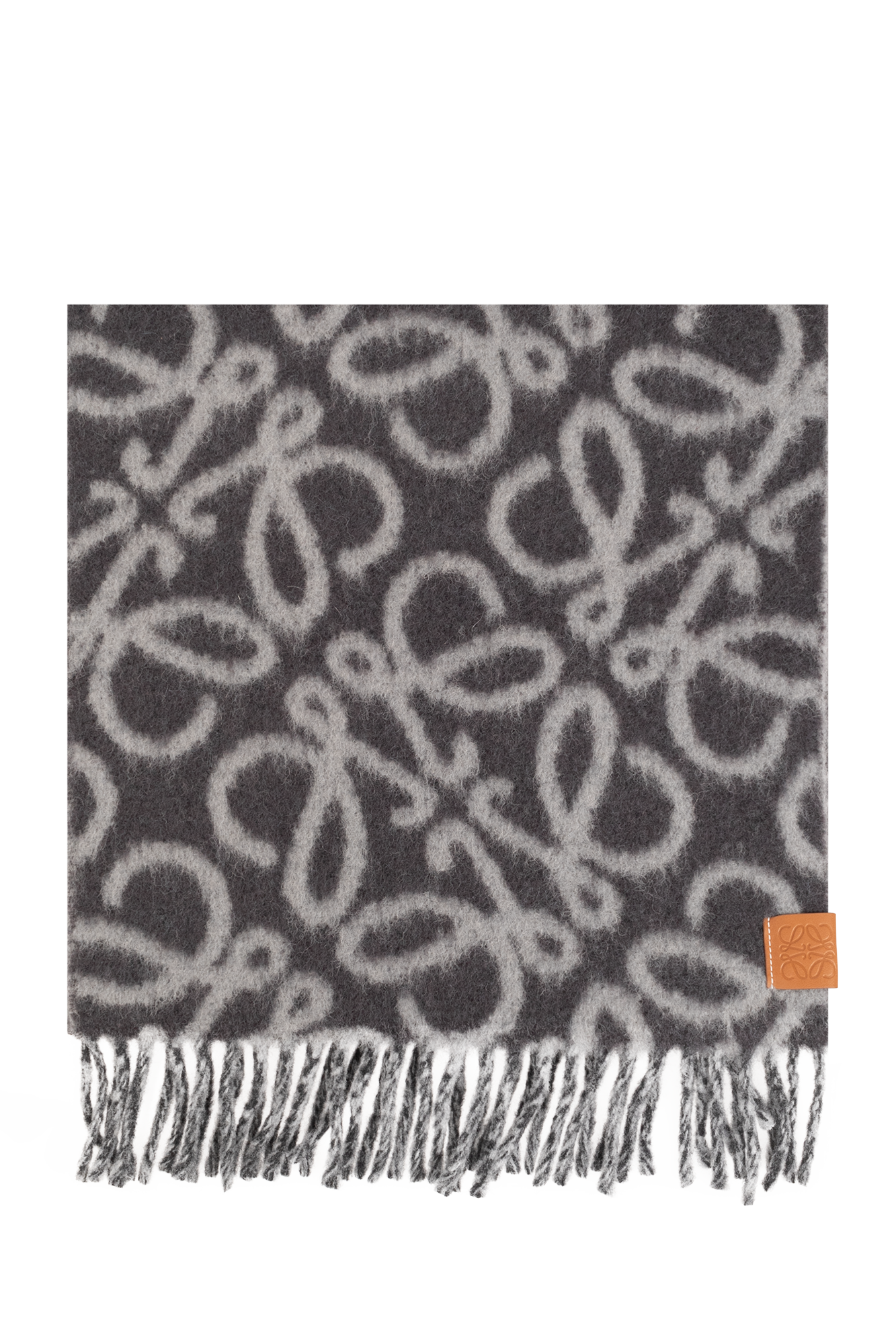 ボレロ・ショール Loewe Anagram dark grey/black scarf Loewe Anagram Wool-Blend Scarf | Neiman Marcus
